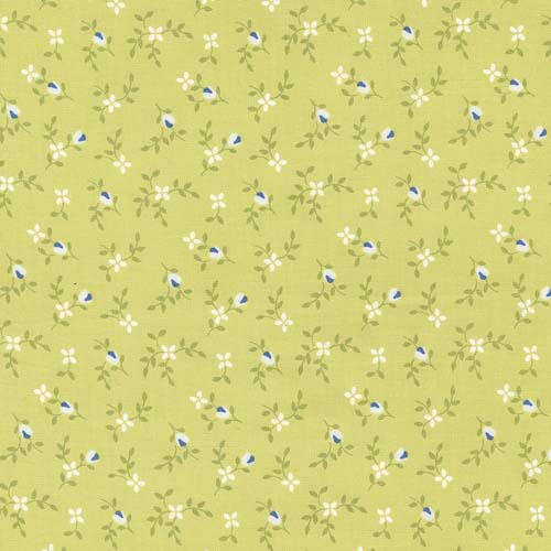 Cali Co - Vine and Bud - LightLime - small white floral on green - Corey Yoder