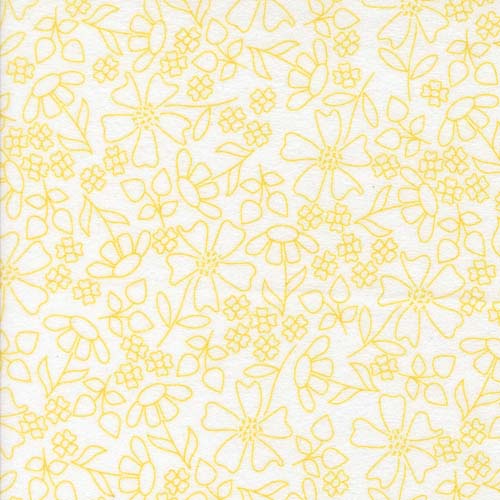 Sherbet Sunshine Flannel - Floral Sketch - Sunshine - yellow sketches on white