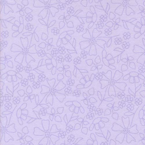 Sherbet Sunshine Flannel - Floral Sketch - Wisteria- floral sketches on purple