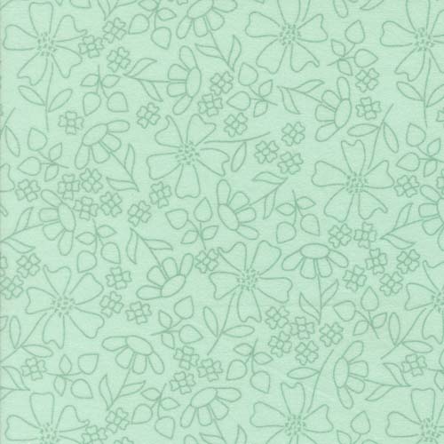Sherbet Sunshine Flannel - Floral Sketch - Sea Glass - sketches on lt green