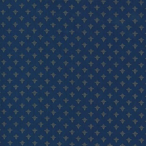 Crystal Lane - Fleur de Lis - Crystal Blue - gold ditsy on dark blue