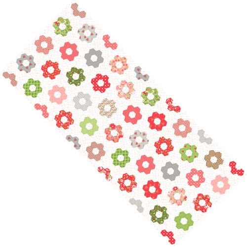 Poinsettia and Pear - Hexie Cheater - 60 inches - Cloud