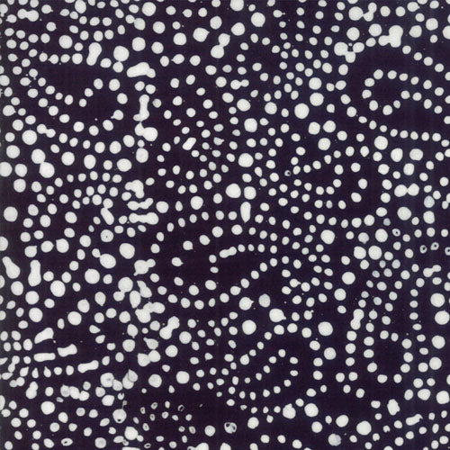 Fire Ice II Batik - Coal - Ice - Black - White Paisley & Dots on Black