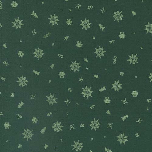 Cozy Wonderland - Knit Snowflake - Pine - Small Snowflakes on green - Fancy That