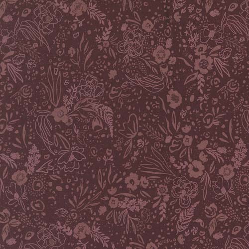 Foraged Found - Field of Fancy - Merlot- rose packed floral on burgundy