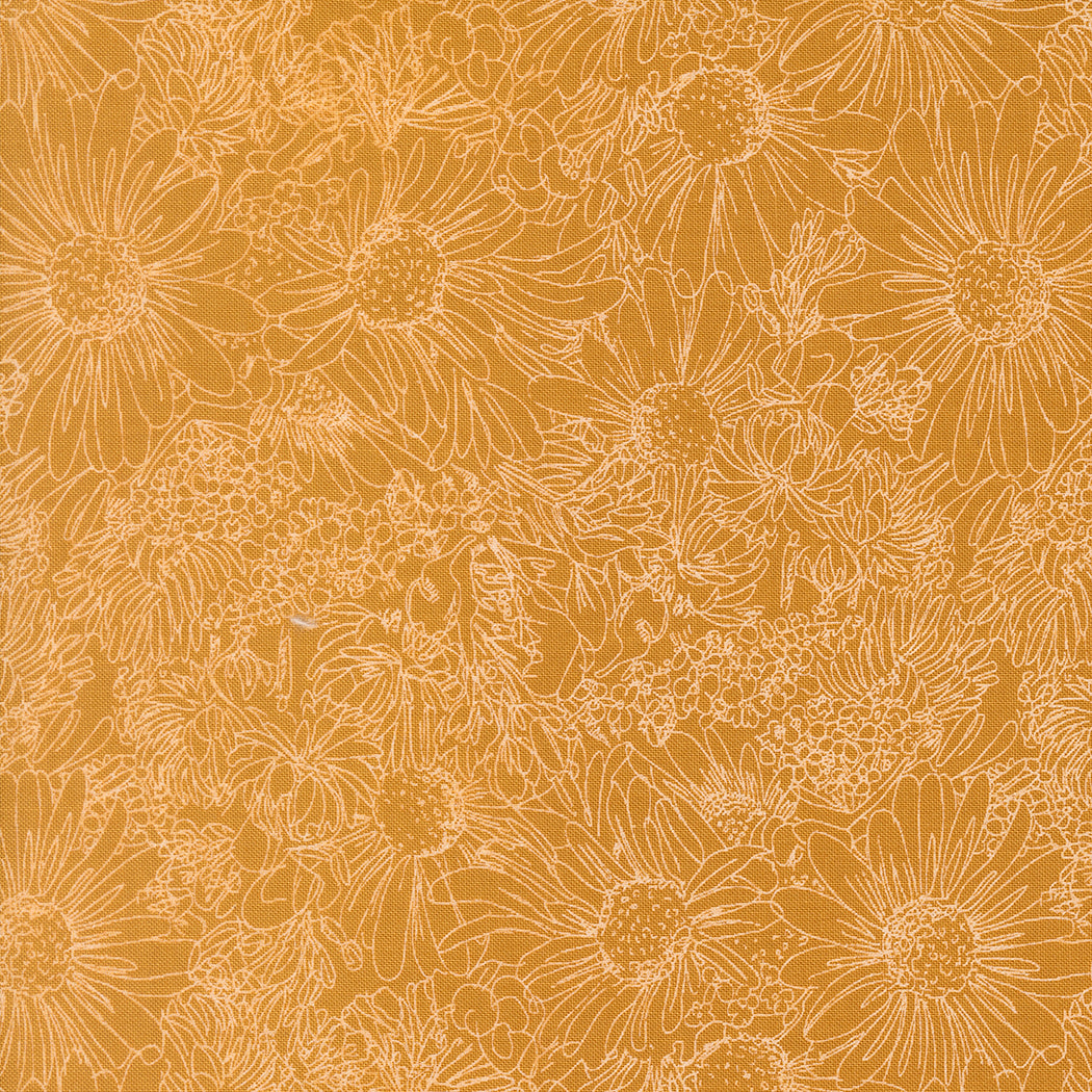 Ladybug Whimsy - Line Flowers - Golden