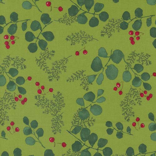 Winterly - Greenery and Berries - Grass - berries & leaves on green