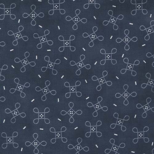 Starlight Gatherings - Nine Patch Swirl - Dark Blue - cream swirls on navy