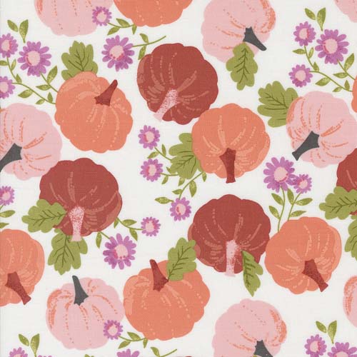 Hey Boo - Pumpkin Patch -Ghost - pink & orange pumpkins on cream