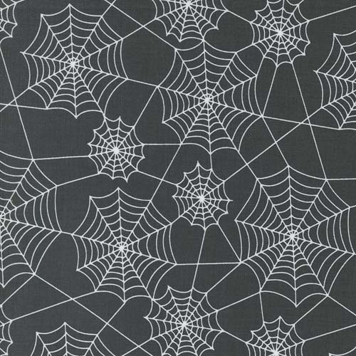 Hey Boo - Webs - Midnight - white spider webs on black