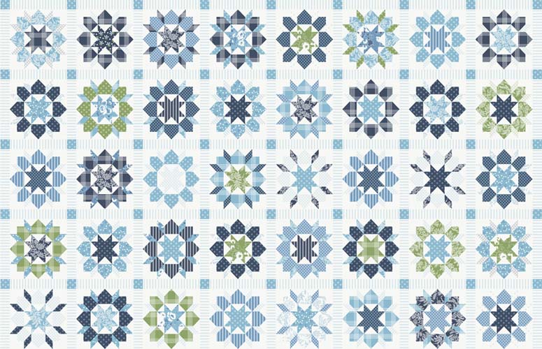 Nantucket Summer - Swoon Cheater PANEL 36 x 60"- Multi - quilt block cheater