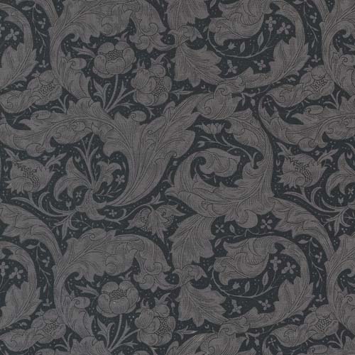 Best of Morris - Ebony Suite - Bachelors Button - Ebony - dk gray on black