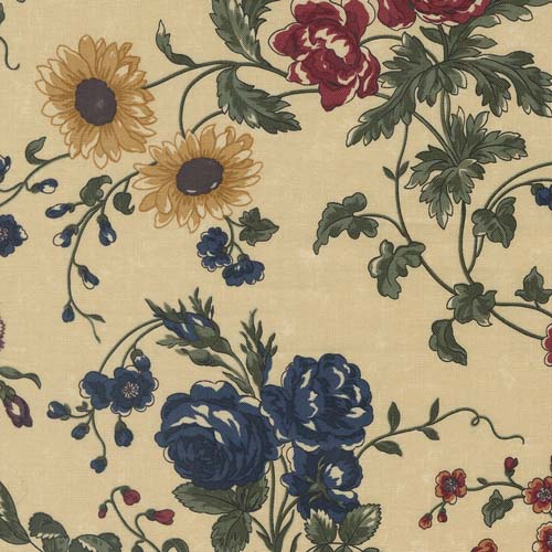 Daisy Lane - My Garden Florals - Dandelion/Multi - Large floral on lt tan