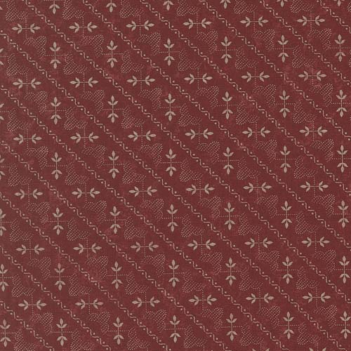 Wheatland - Arbor Vine Stripes - Currant - stripes & leaves on red - Kansas Trou