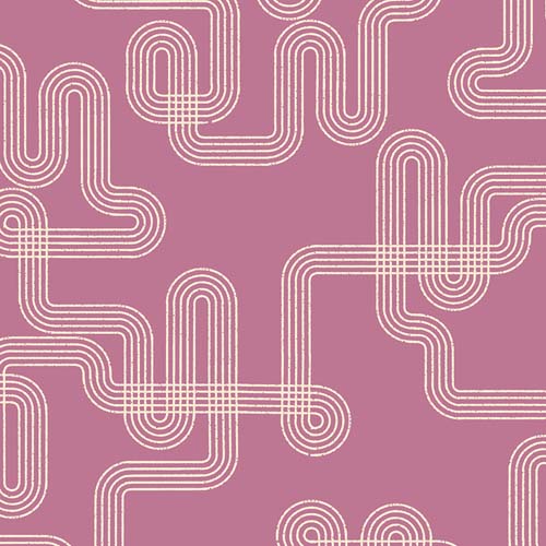 Linear Labyrinth - Geometric Lines - Lupine - white curvy lines on lavender