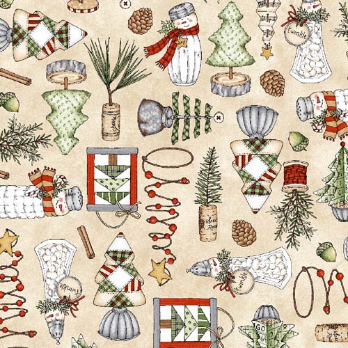 Homemade Holidays - Homemade Decorations - Cream - ornaments on cream