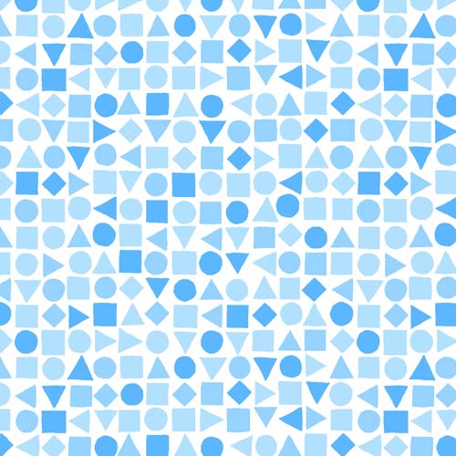 Playtime Flannel - Shapes - Blue - lt & dark blue shapes on white