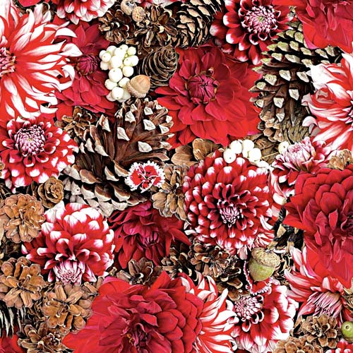 HandPicked: Christmas - Yuletide - Red/White - red & white flowers w/pinecones