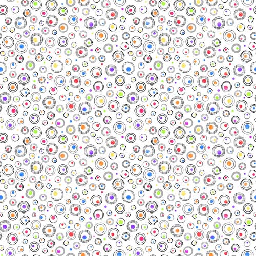Prismatic - Dotted Rings - White/Multi -colorful dots in dotted circles on white