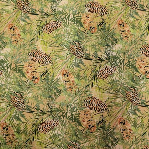 Tenderwood - Pine and Fern toss - Multi/Tan - pinecones & leaves on tan