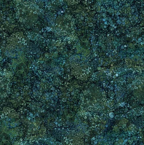 Northern Peaks - Bliss - Pebbles - Night Pine - dark green bubble texture