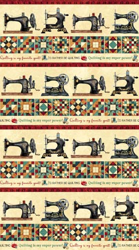 Stitchin' - Border Stripe - sewing machines & quilt blocks