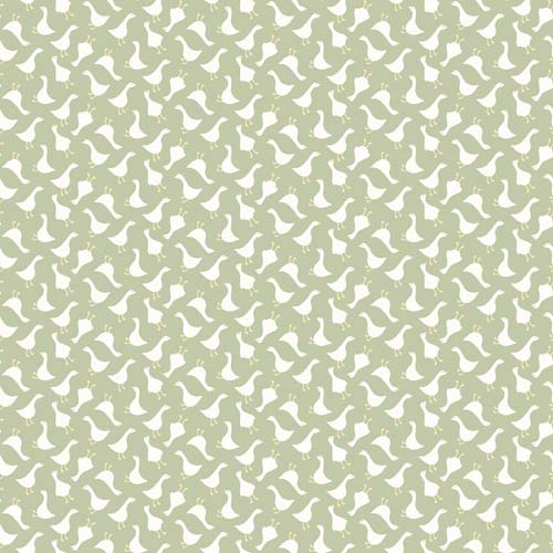 Silly Goose Flannel - Tossed Goose - Sage - tossed geese on dusty green