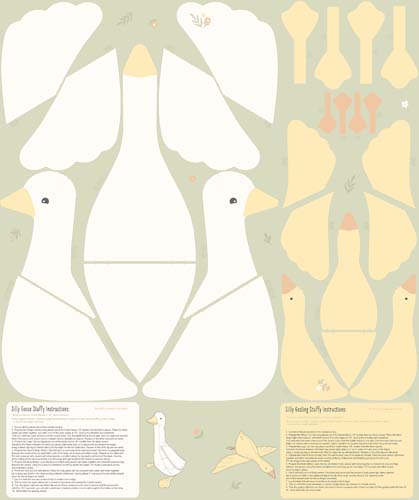 Silly Goose Flannel - PANEL 1yd. - makes a stuffie goose & gosling