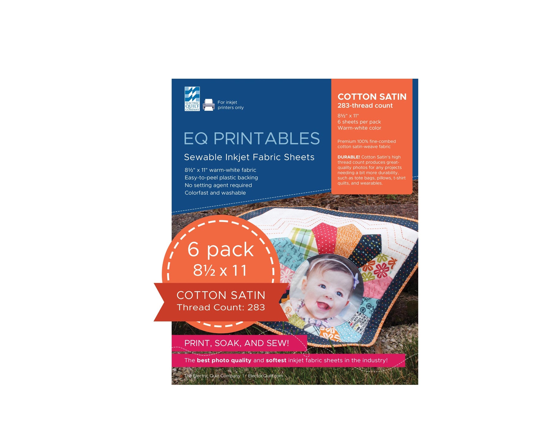 EQC EQ Printables Premium Cotton Satin Inkjet Fabric Sheets