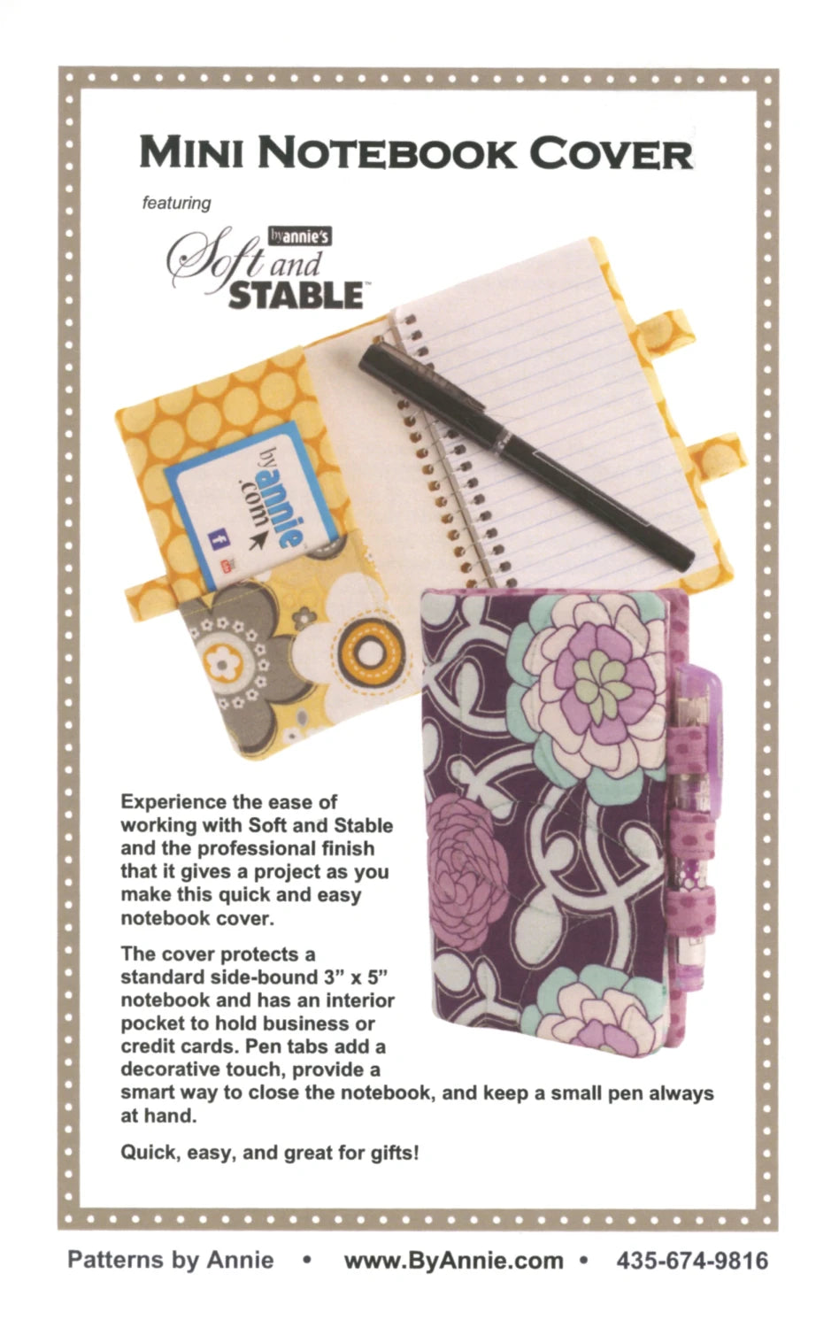 Mini Notebook Cover - by annie.com