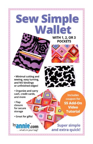 Sew Simple Wallet - with one two or three pockets - by Annie.com - PBA304