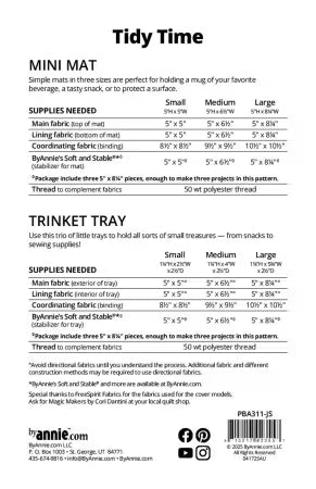 Tidy Time - Jump starter pattern byAnnie.com - PBA311-JS