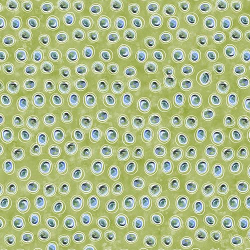 Spring in the Northwoods - Droplets - blue drops on light green