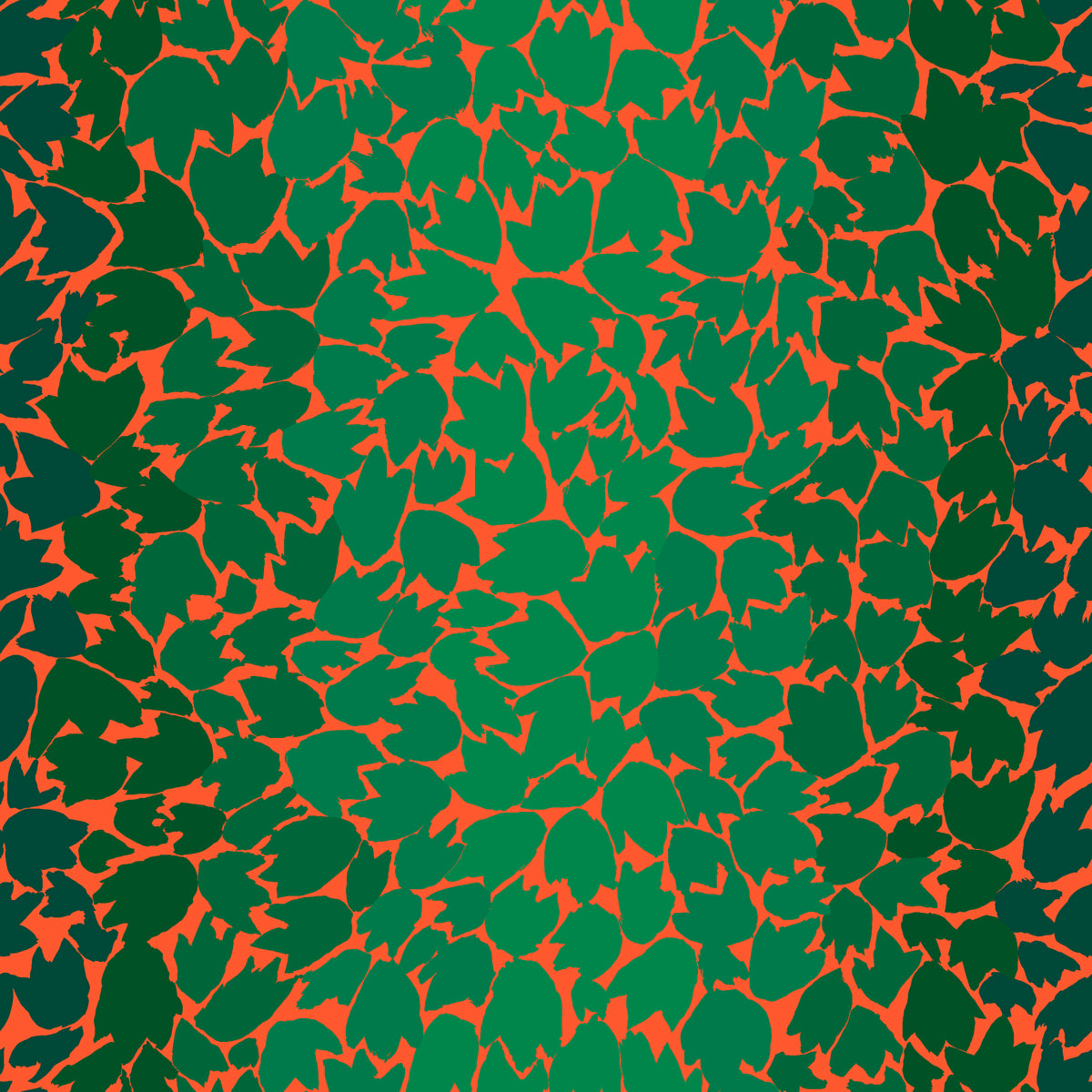 Ombre Leaves-Green-Green Ombre Leaves on Orange-Feb. 2020-Kaffe Fassett Cl