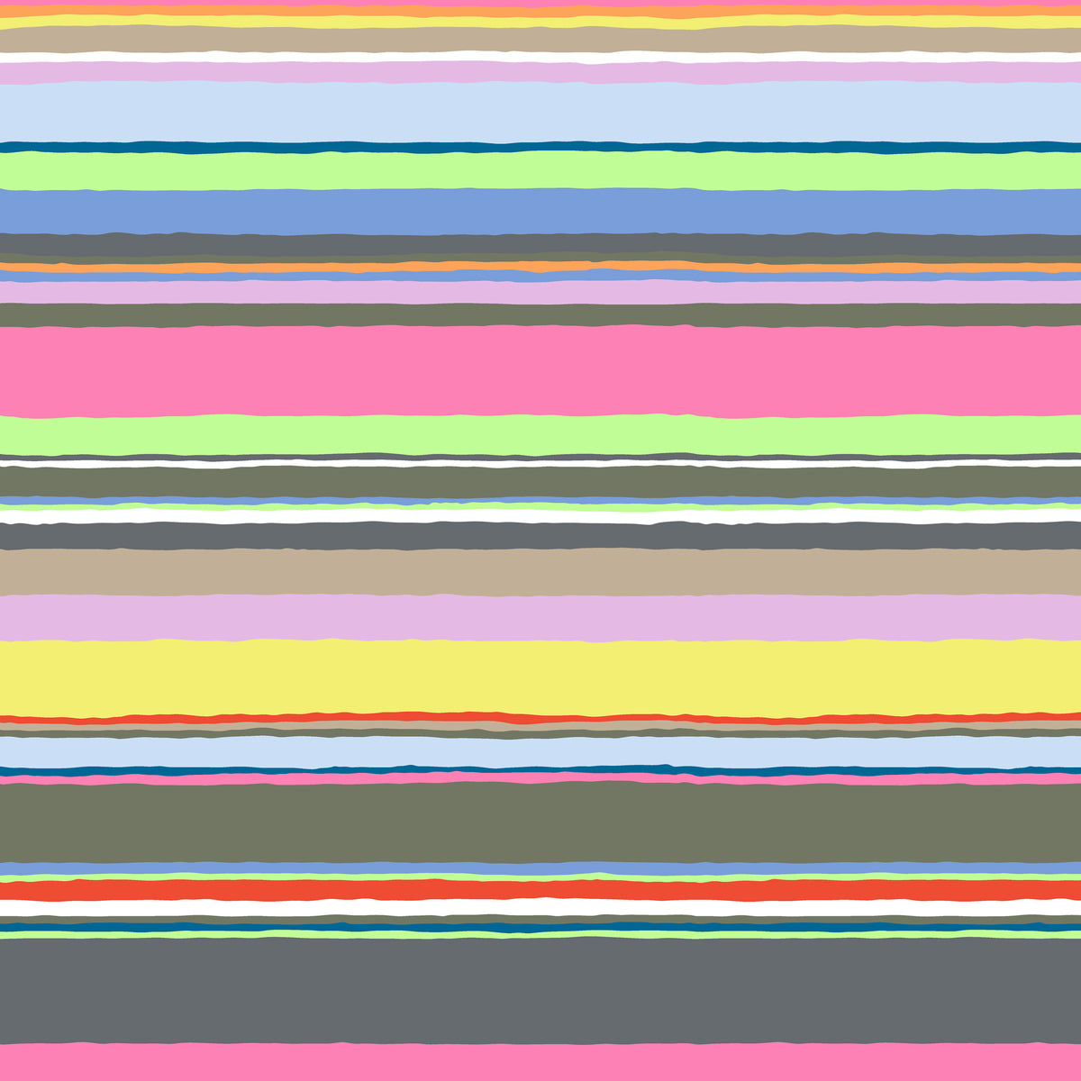 Promenade Stripe-Contrast-Mlti Colored Uneven Stripe-Feb. 2020-Kaffe Fassett Col