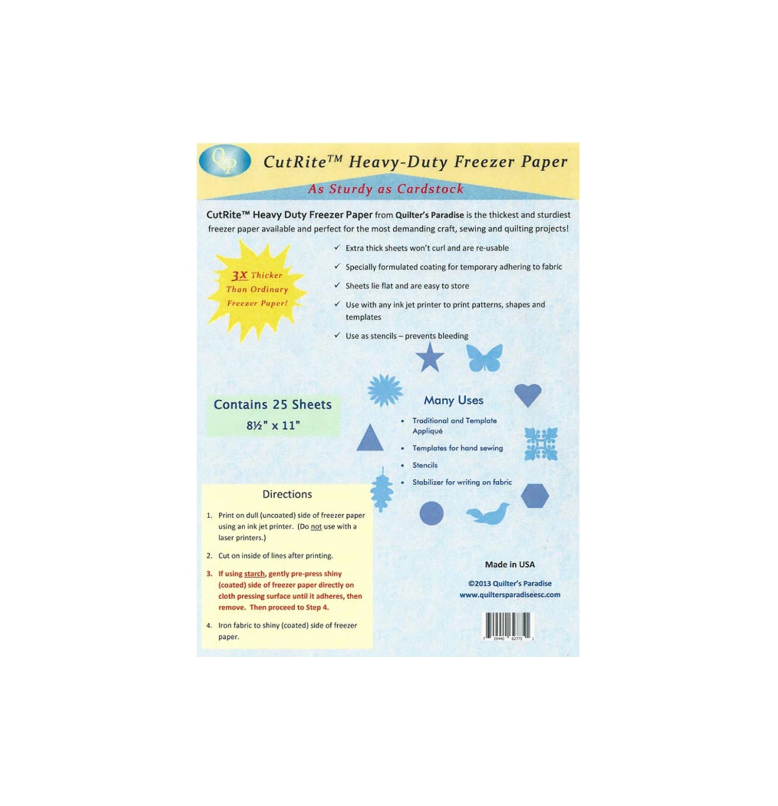 CutRite heavy Duty Freezer Paper - 25 sheets 8.5x11 - Cut Rite