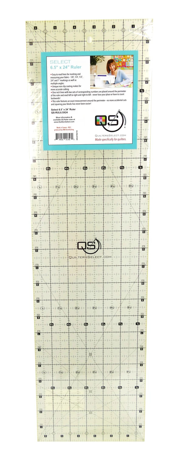 Quilters Select - 6.5 x 24"Non-Slip Ruler -