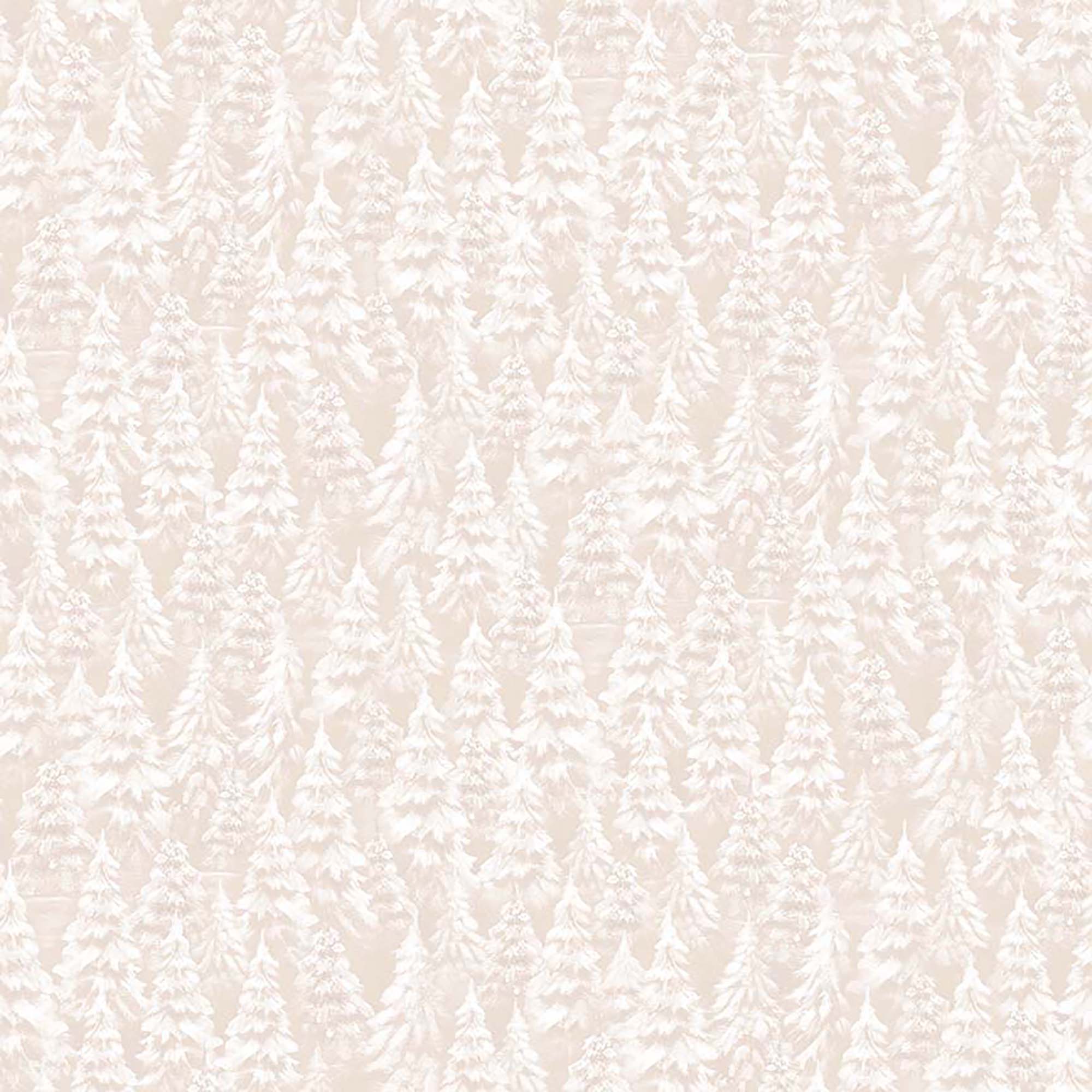 Woodland Wonder Flannel - Snowy Trees - Pale Taupe