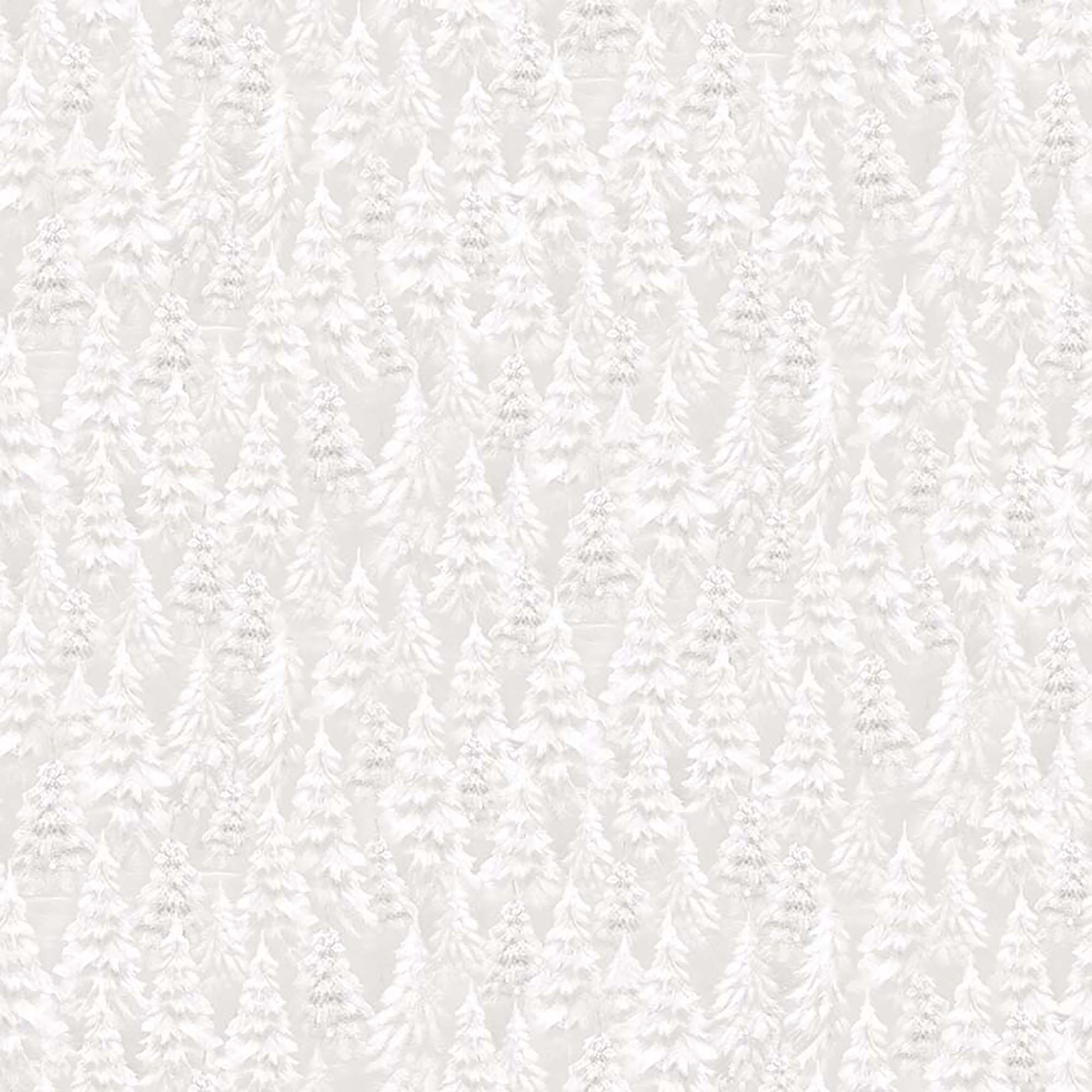 Woodland Wonder Flannel - Snowy Trees - Pale Gray