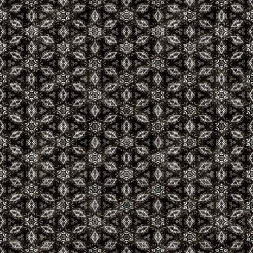 Dragon Fyre - Medallions - Black - white & gray geometric pattern on black