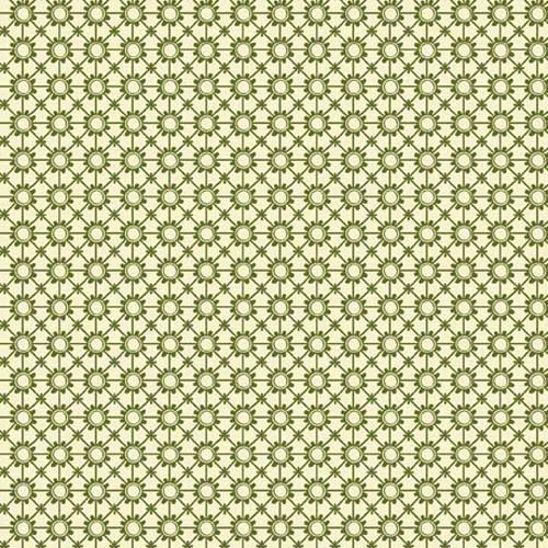 Cactus Garden - Flower Foulard - Cream - Green geometric floral on cream