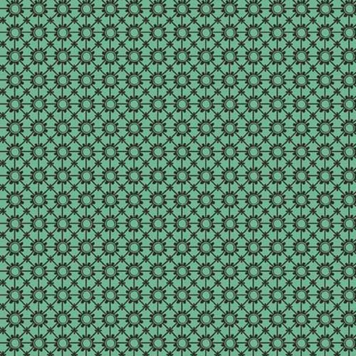 Cactus Garden - Flower Foulard - Jade - black floral geometric on jade green