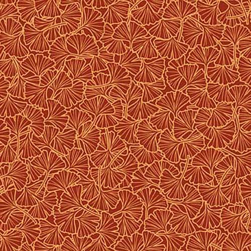 Anime Friends - Etched Leaves- Rust - packed dark orange gingko leaves