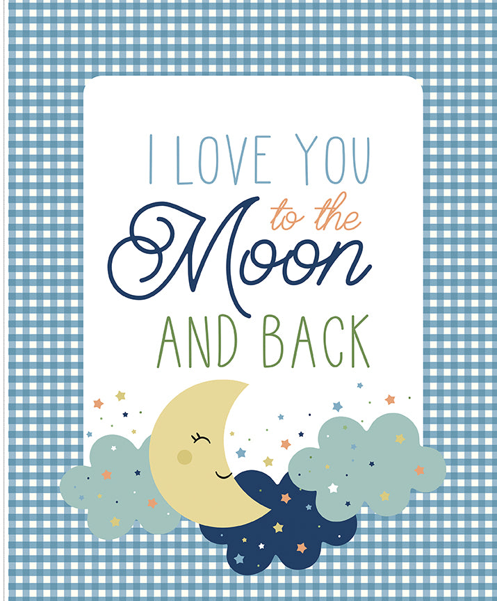 Flannel - Love You To The Moon - 1yd. Panel - Blue
