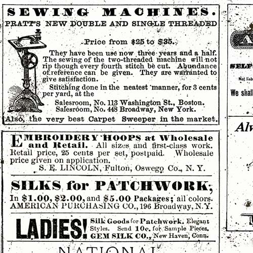 Sew Journal - Vintage Sew Ads- White - sewing ads black print on white