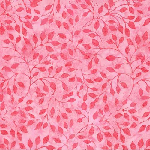 Expressions Batiks A New Day -Cotton Candy - dk pink leafy vines on pink