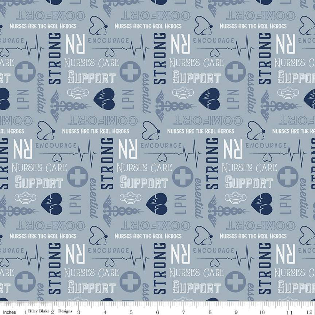 Nobody Fights Alone - Nurses Care - Blue, White & Grey text on blue