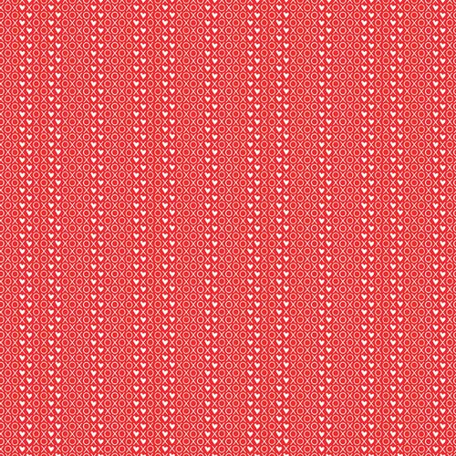 I Love Us - XOX - Red - Pink & white Xs and Os on red