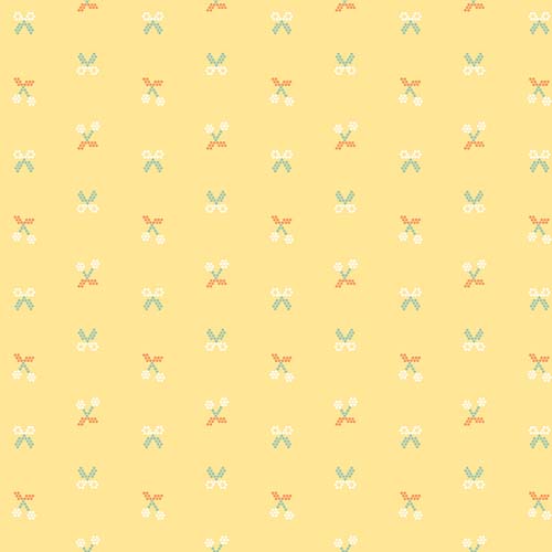 Sunsetridge - Scissors - Sunshine - pixelated cherries & scissors on yellow