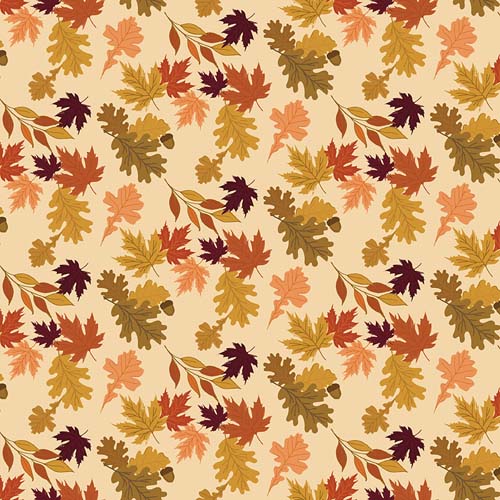 The Awe of Autumn - Leaves - Latte - tossed leaves on light tan